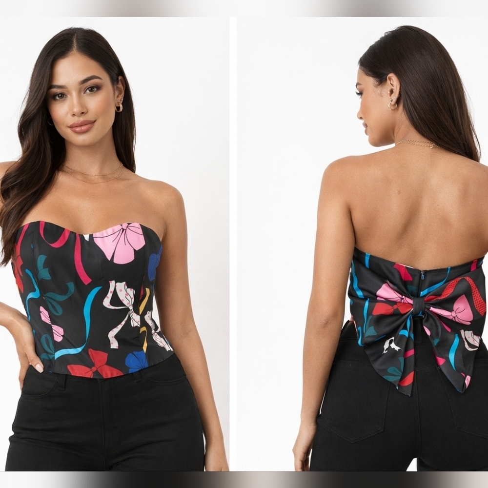 Hutch Anthropologie Strapless Bow Corset Top NWT Size 6 Chic Statement Bustier